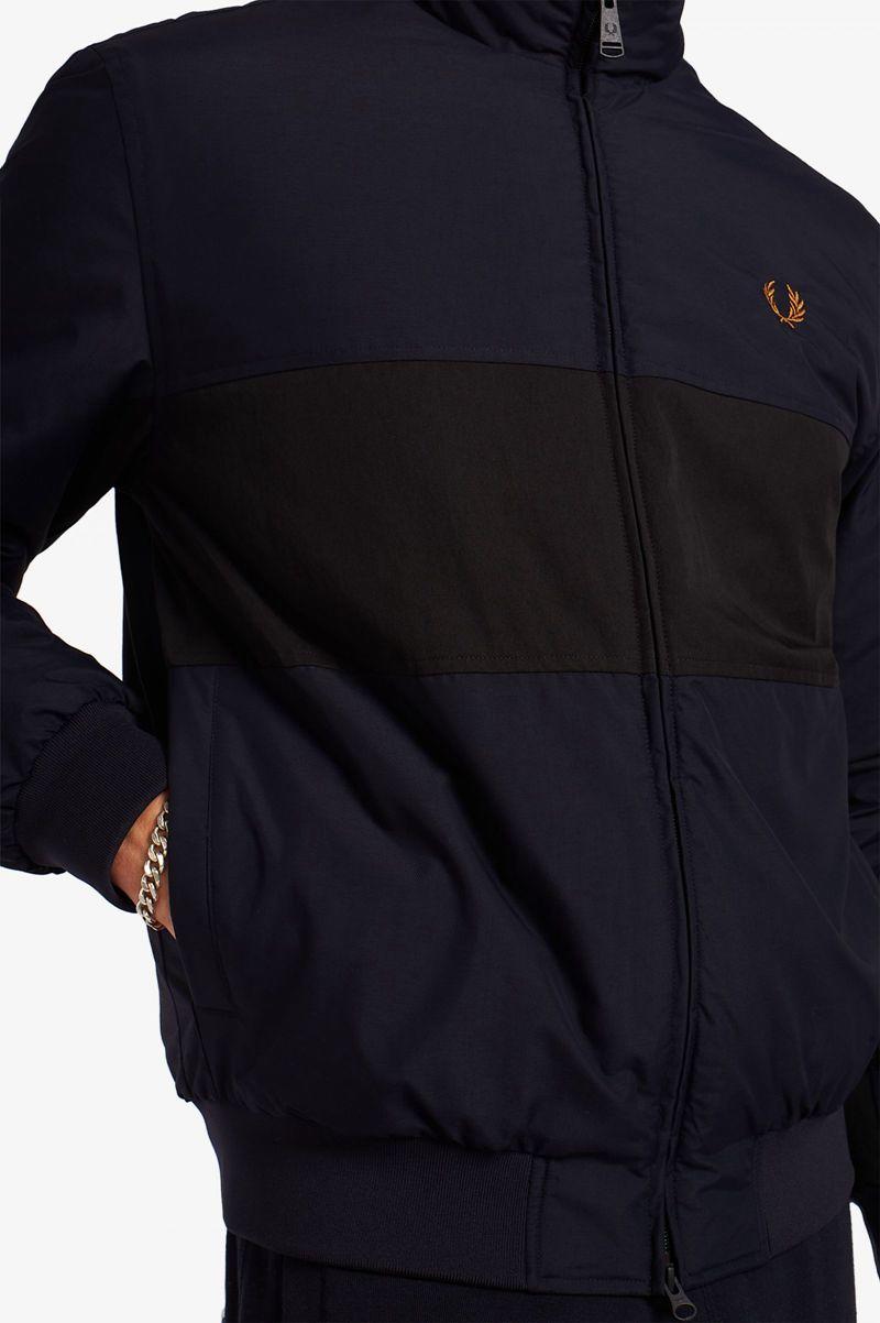 Navy Fred Perry Colour Block Padded Brentham Men's Jackets | PH 1184WNBY